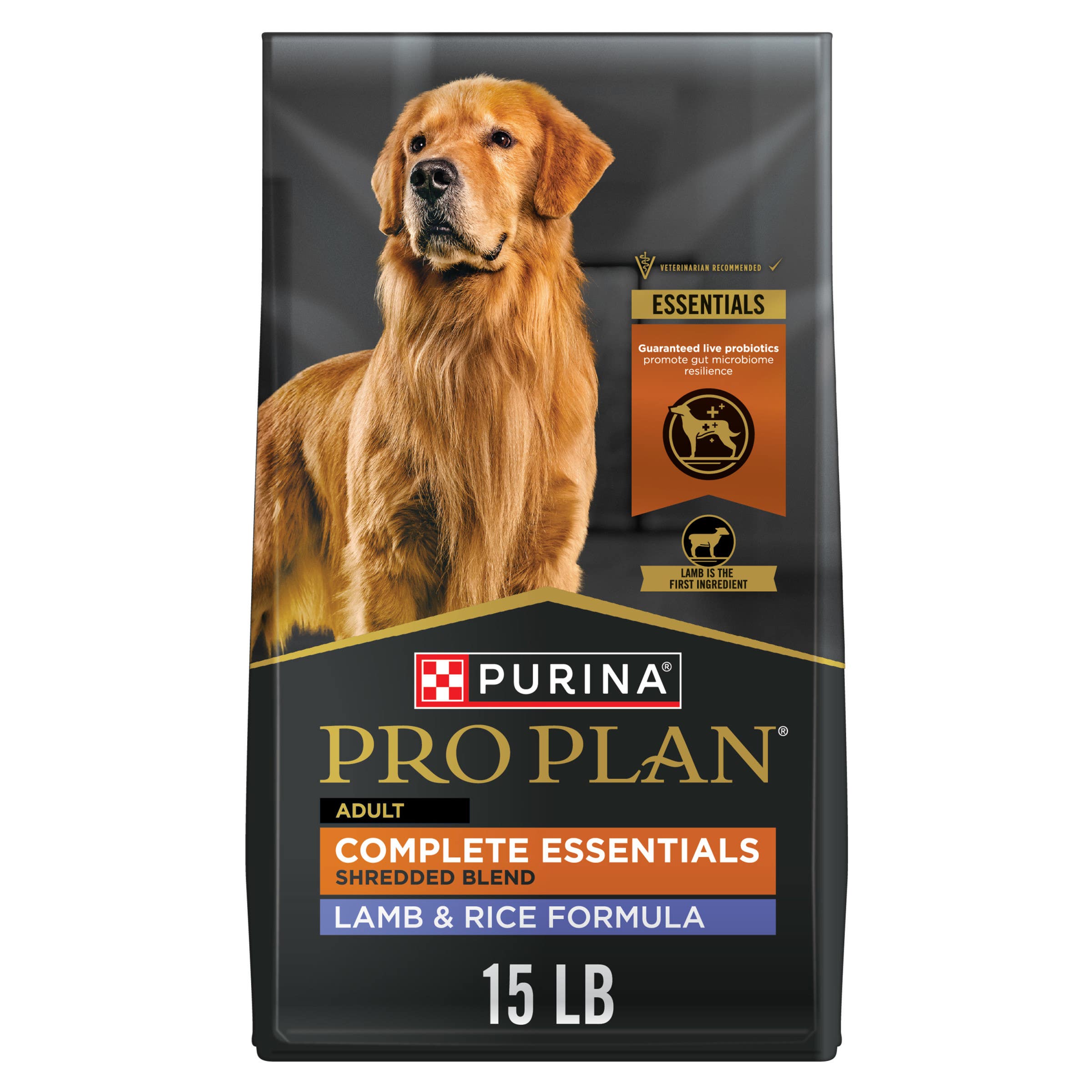 Purina Pro Plan Complete Essentials Adult Shredded Blend Lamb & Rice Formula, 15 lb