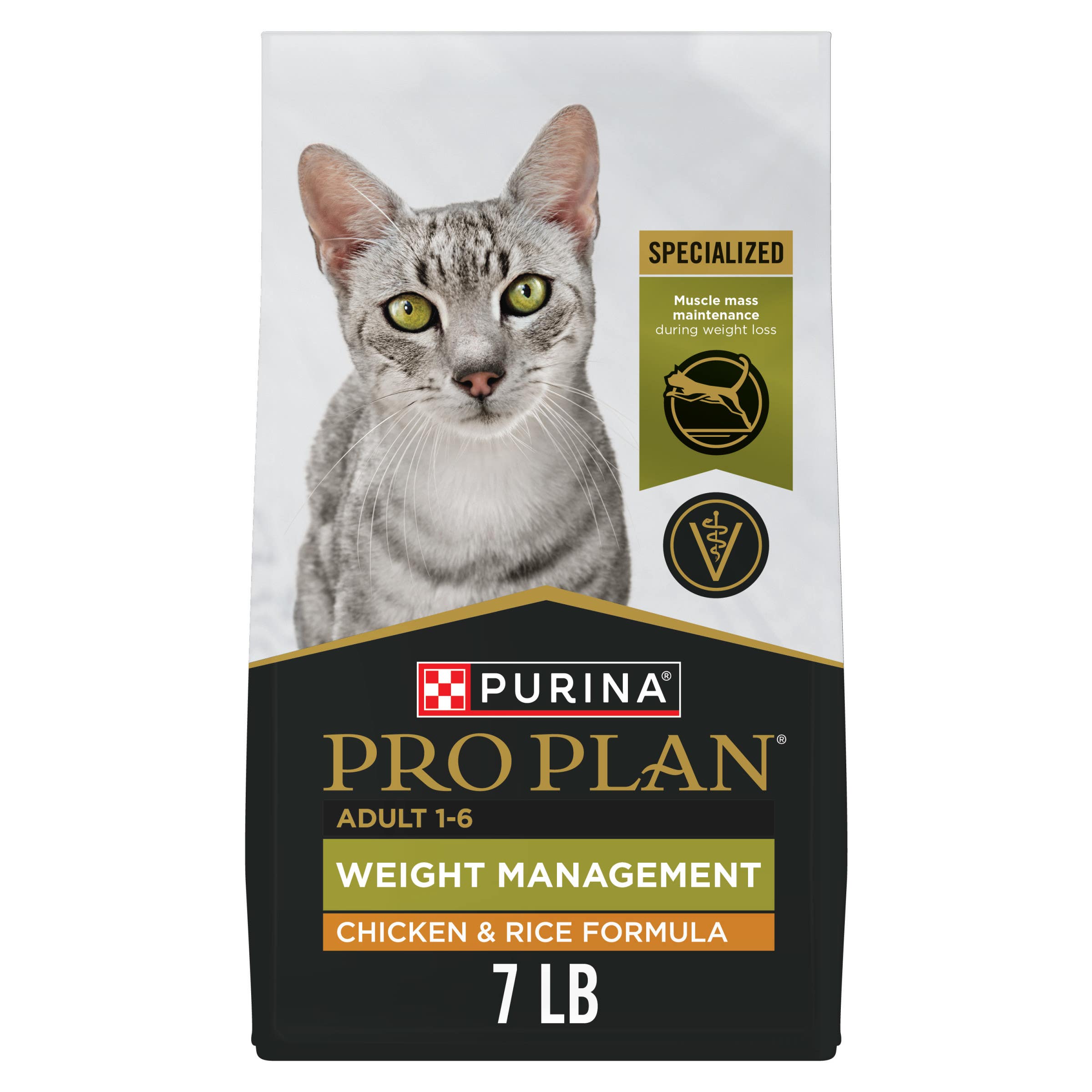 Pro Plan Adult Weight Management Chicken & Rice Formula Dry Cat Food, 7 lb Bag