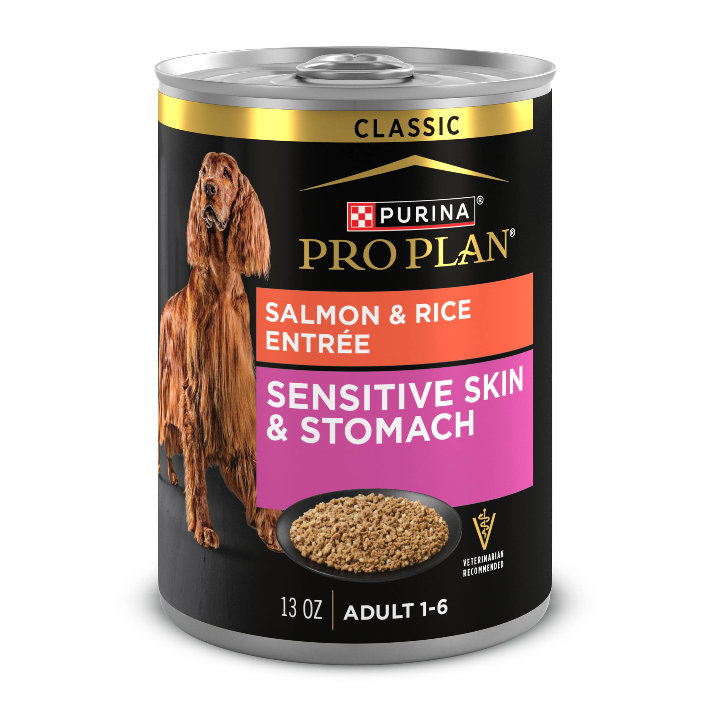 Pro Plan Sensitive Skin & Stomach Salmon & Rice Entrée Classic Wet Dog Food, 13 oz