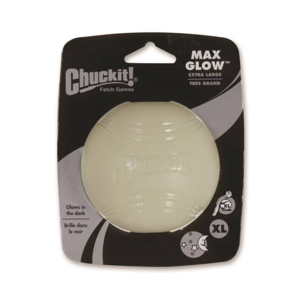 Chuckit! Dog Toy, XL, Max Glow, Natural Rubber, Glow White