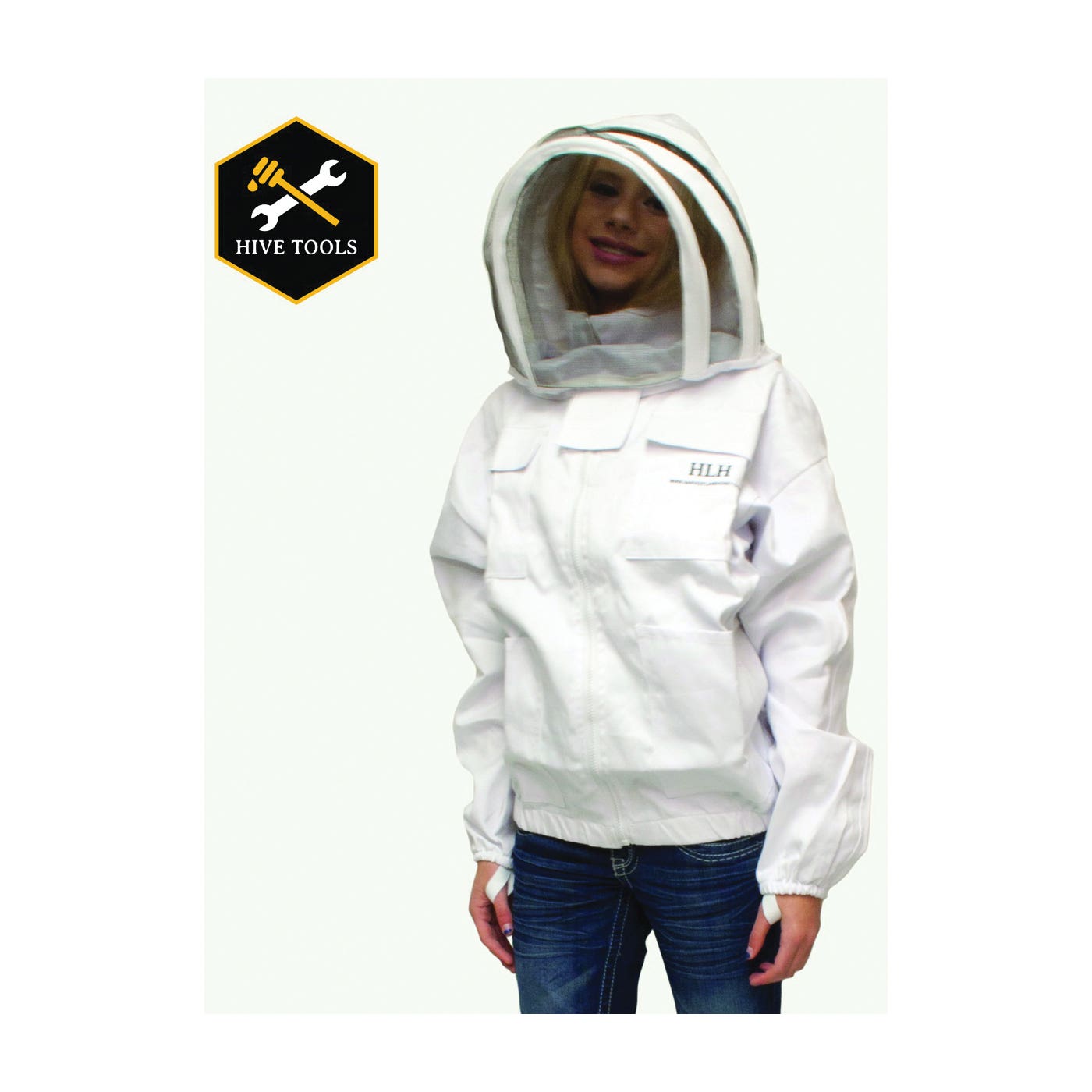 Harvest Lane Honey Beekeeper Jacket with Hood, S, Zipper, Polycotton, White