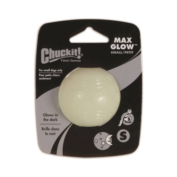Chuckit! Dog Toy, S, Natural Rubber, Glow White