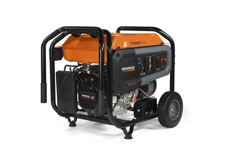 Generac GP Series 7686 Portable Generator, 66.6, 33.3 A, 120/240 V, Oil, 7.9 gal Tank, 11 hr Run Time