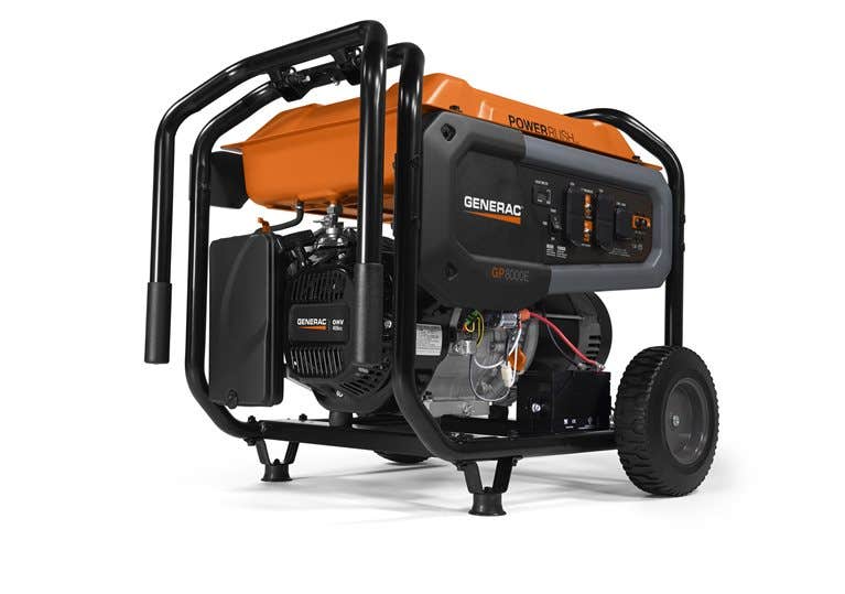 Generac GP Series 7686 Portable Generator, 66.6, 33.3 A, 120/240 V, Oil, 7.9 gal Tank, 11 hr Run Time