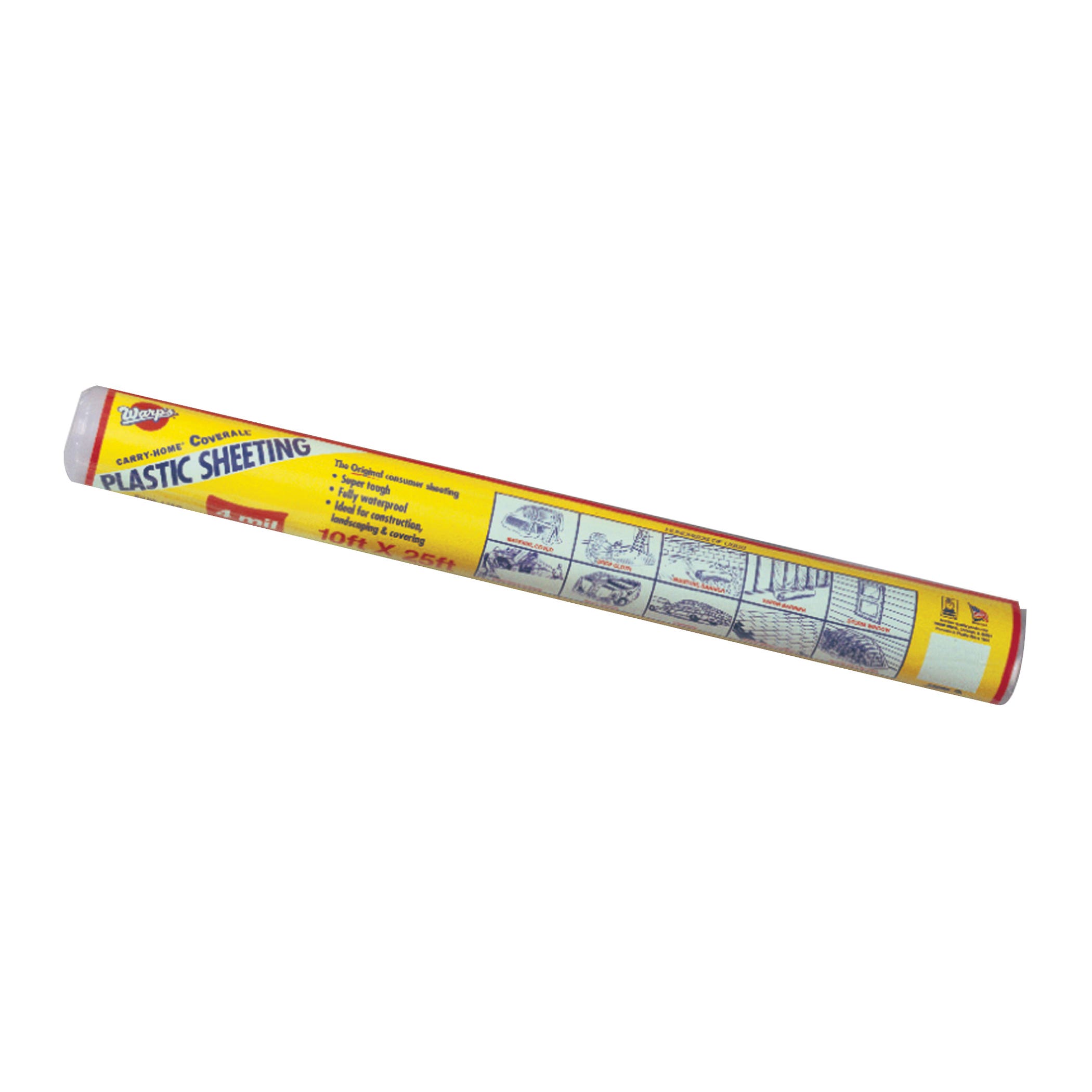 Warp's 12-4CH10B Polyethylene Sheeting, 25 ft L, 10 ft W, 4 mil Thick, Black