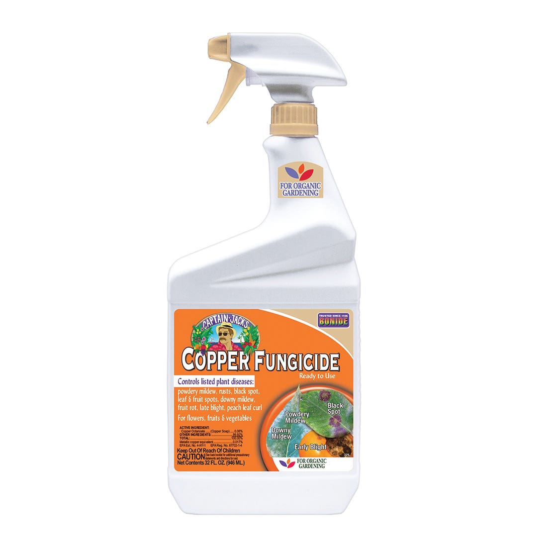 Bonide Copper Fungicide, Liquid, Fat, Blue, 1 qt Bottle