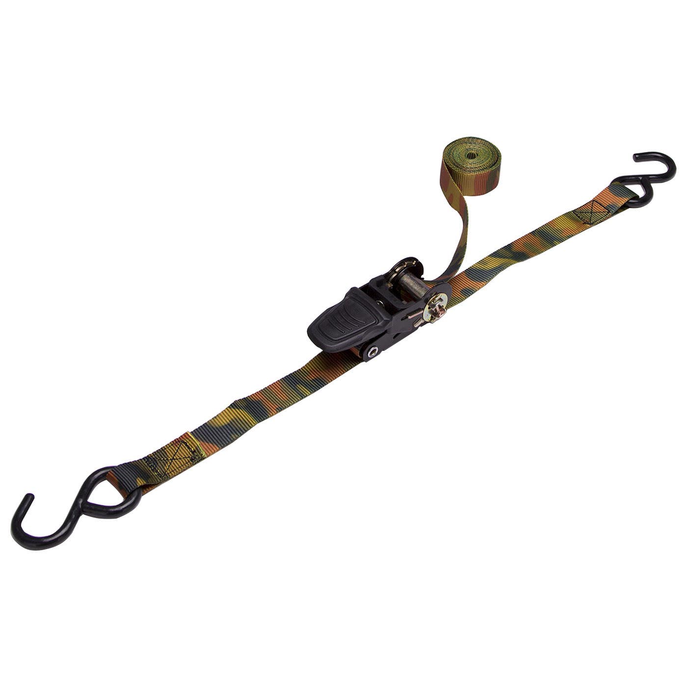 ProSource FH64052-CAMO Tie-Down, 1 in W, 10 ft L, Metal/Polyester, Camouflage, 400 lb, S-Hook End Fitting