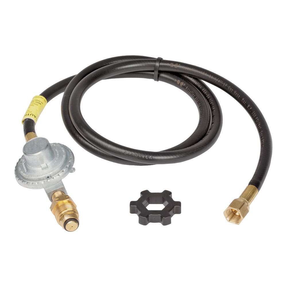 Mr. Heater F273071 High-Pressure Hose and Regulator Assembly, 3/8 in Connection, 5 ft L Hose, Brass