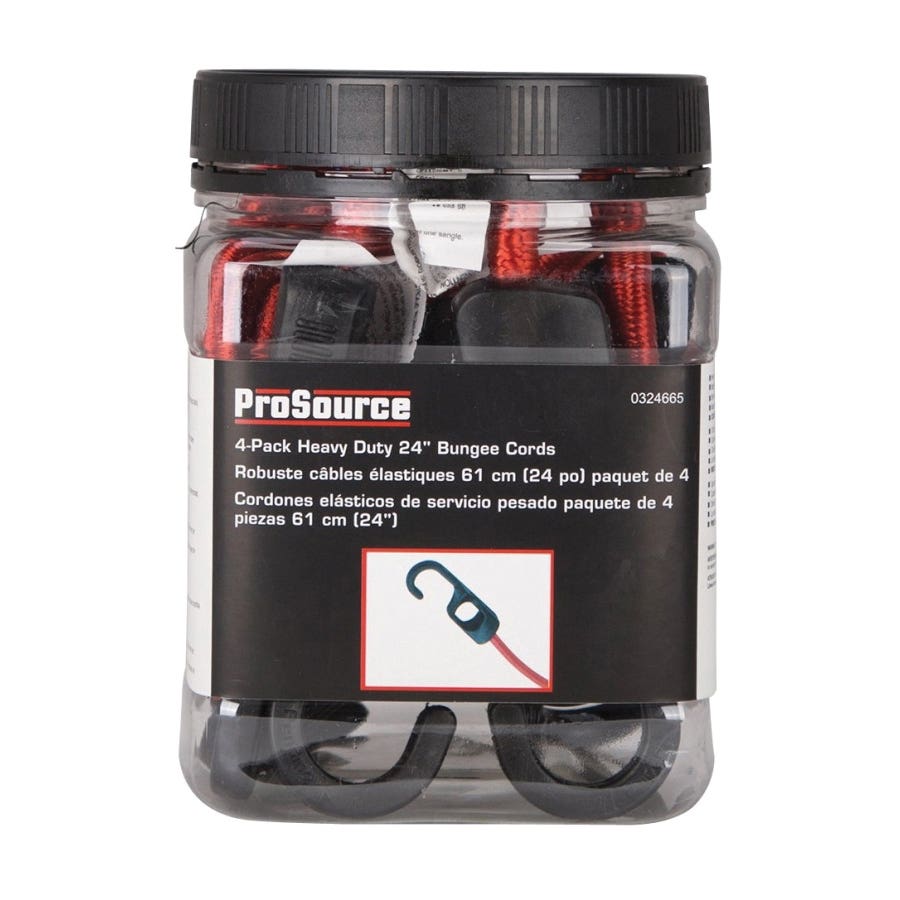 ProSource FH4032 Stretch Cord, 9 mm Dia, 24 in L, Polypropylene, Red, Hook End