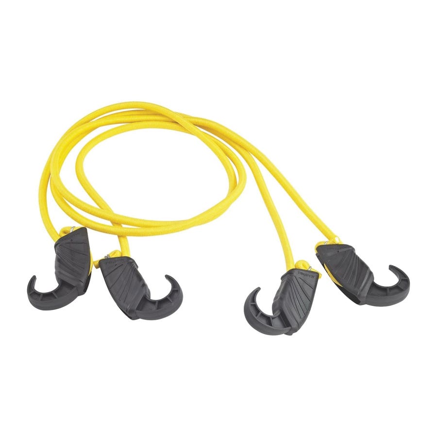 ProSource FH4036 Stretch Cord, 8 mm Dia, 48 in L, Polypropylene, Yellow, Hook End