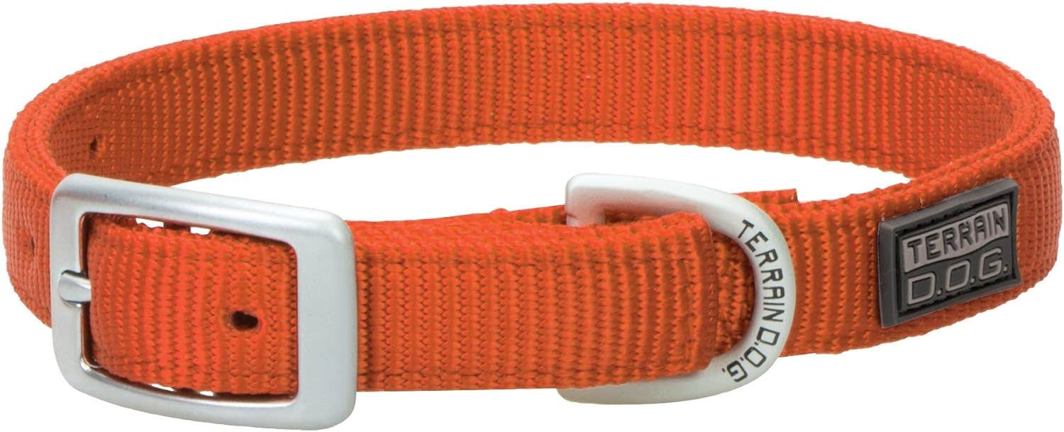 Terrain D.O.G. Nylon Double-Ply Dog Collar, Orange, 3/4" x 17"