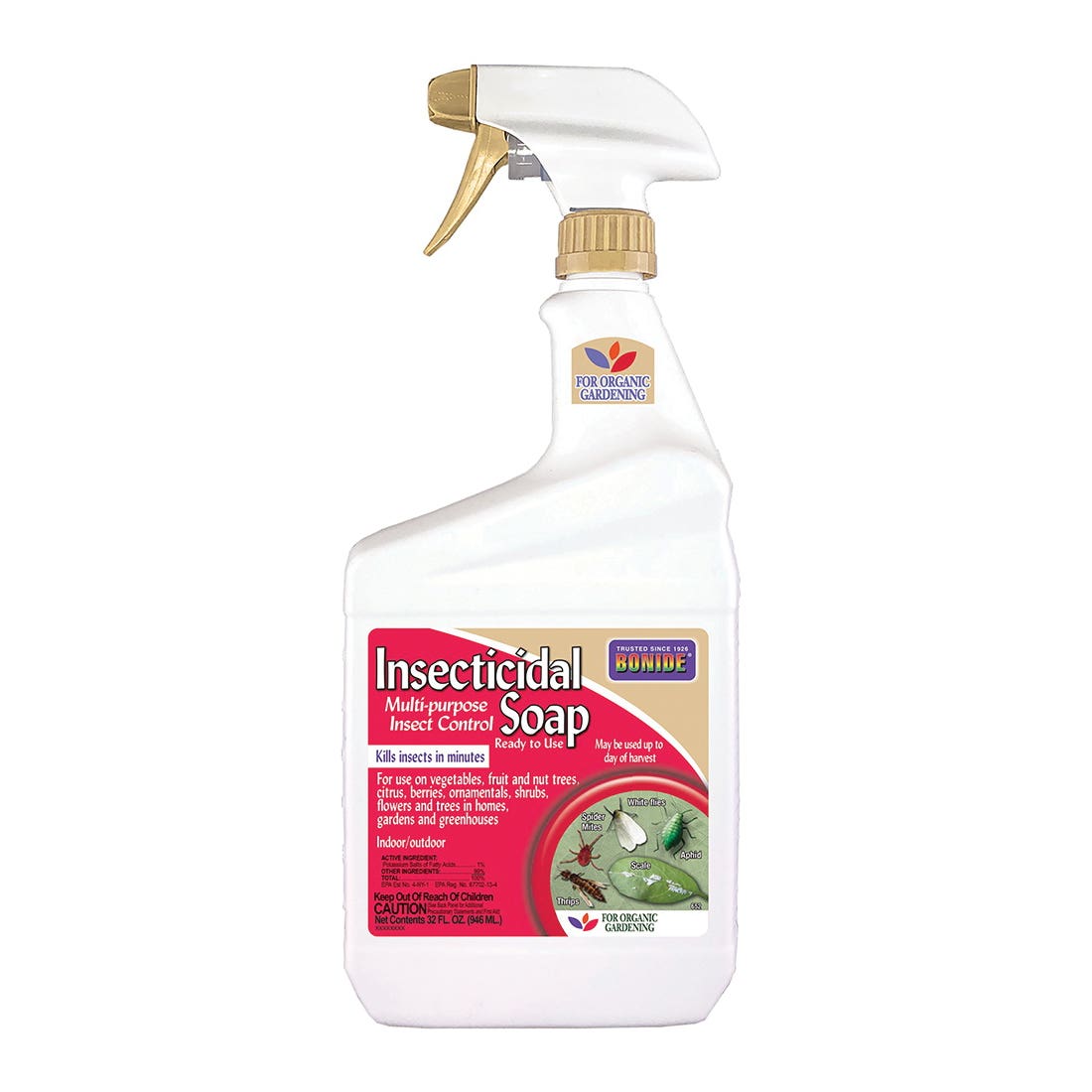 Bonide 652 Insecticidal Soap, Liquid, Spray Application, 1 qt Bottle