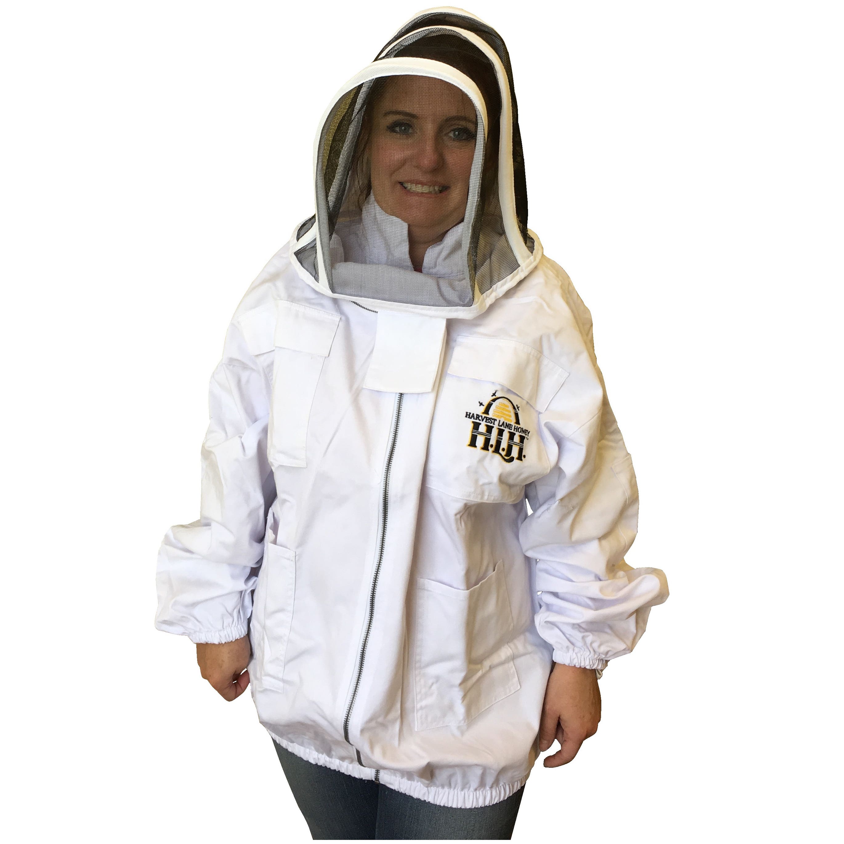 Harvest Lane Honey Beekeeper Jacket with Hood, XL, Zipper, Polycotton, White