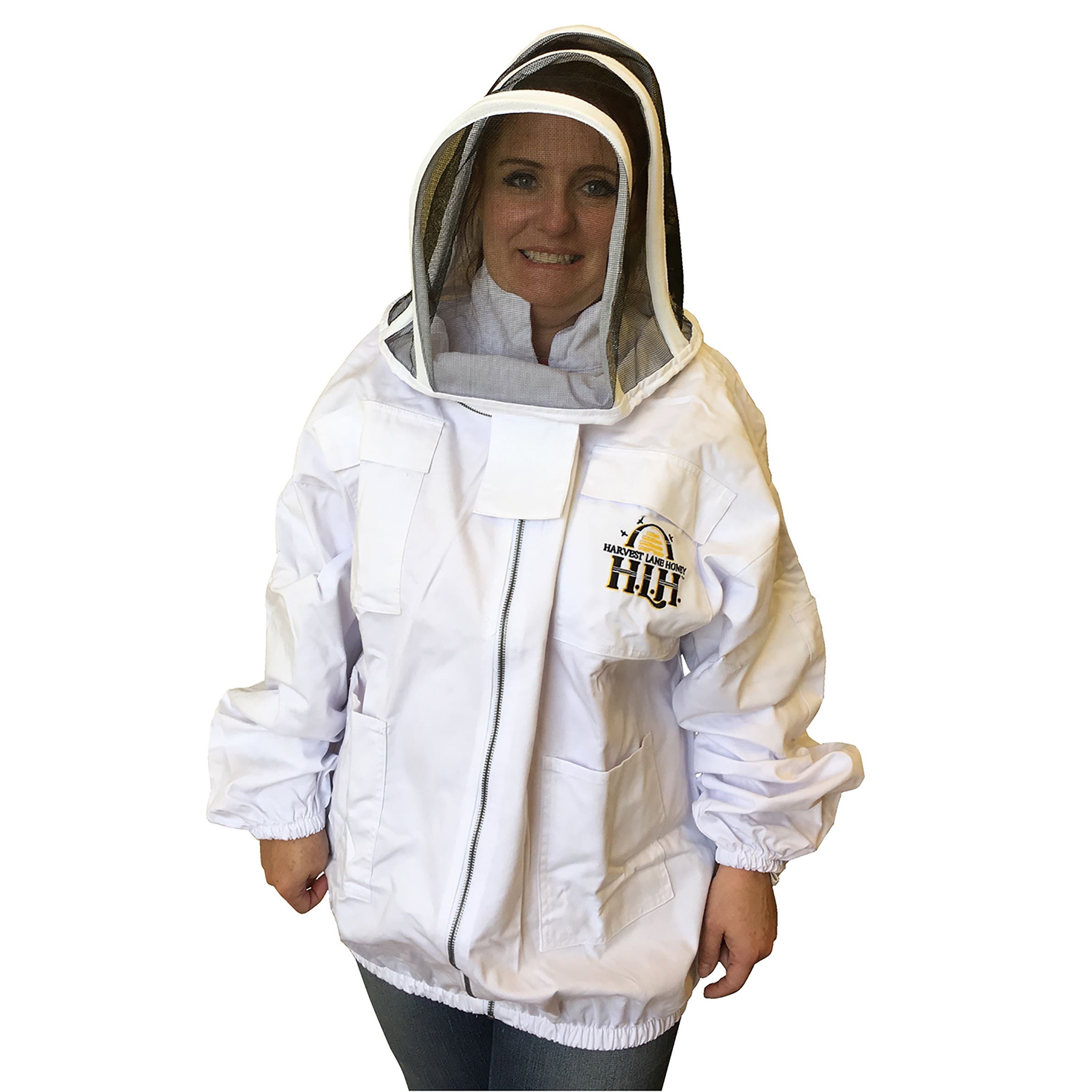 Harvest Lane Honey CLOTHSJXXL-102 Beekeeper Jacket with Hood, 2XL, Zipper, Polycotton, White