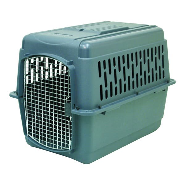 Aspenpet Pet Porter 21182 Pet Carrier, 32 in W, 22-1/2 in D, 24 in H, Plastic, Black/Dark Gray, Chrome