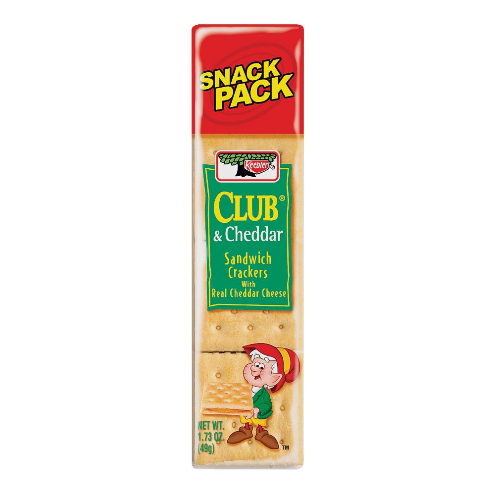 Keebler Sandwich Crackers, Club and Cheddar Flavor, 1.73 oz