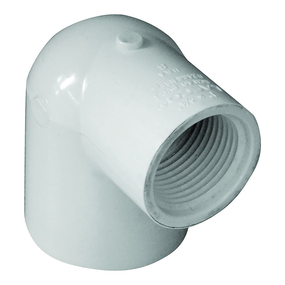 Genova 300 Series Reducing Pipe Elbow, 1 x 3/4 in, Slip x FIP, 90 deg Angle, PVC, White, SCH 40 Schedule