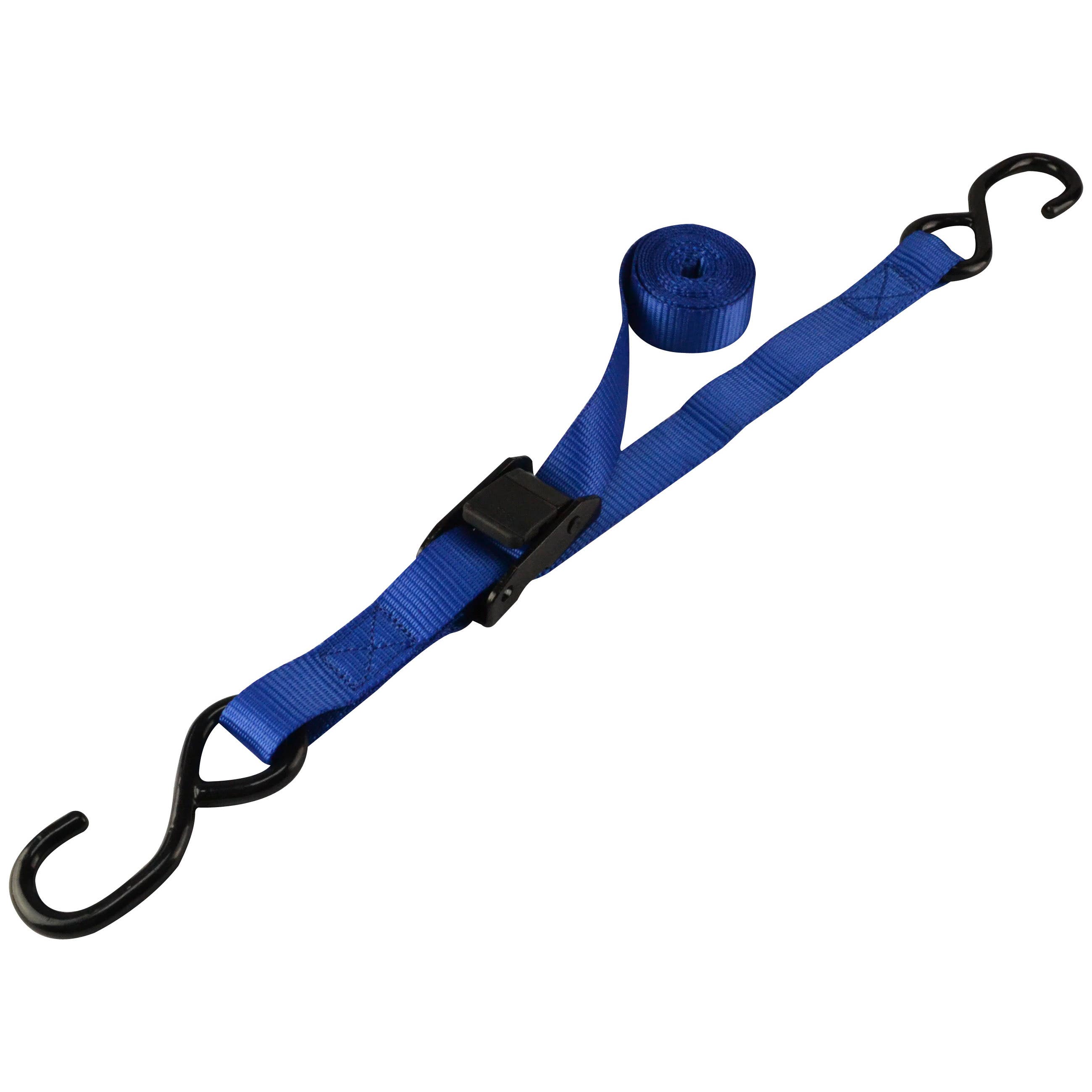 ProSource FH64051 Tie-Down, 1 in W, 6 ft L, Metal/Polyester, Blue, 400 lb, S-Hook End Fitting, Steel End Fitting