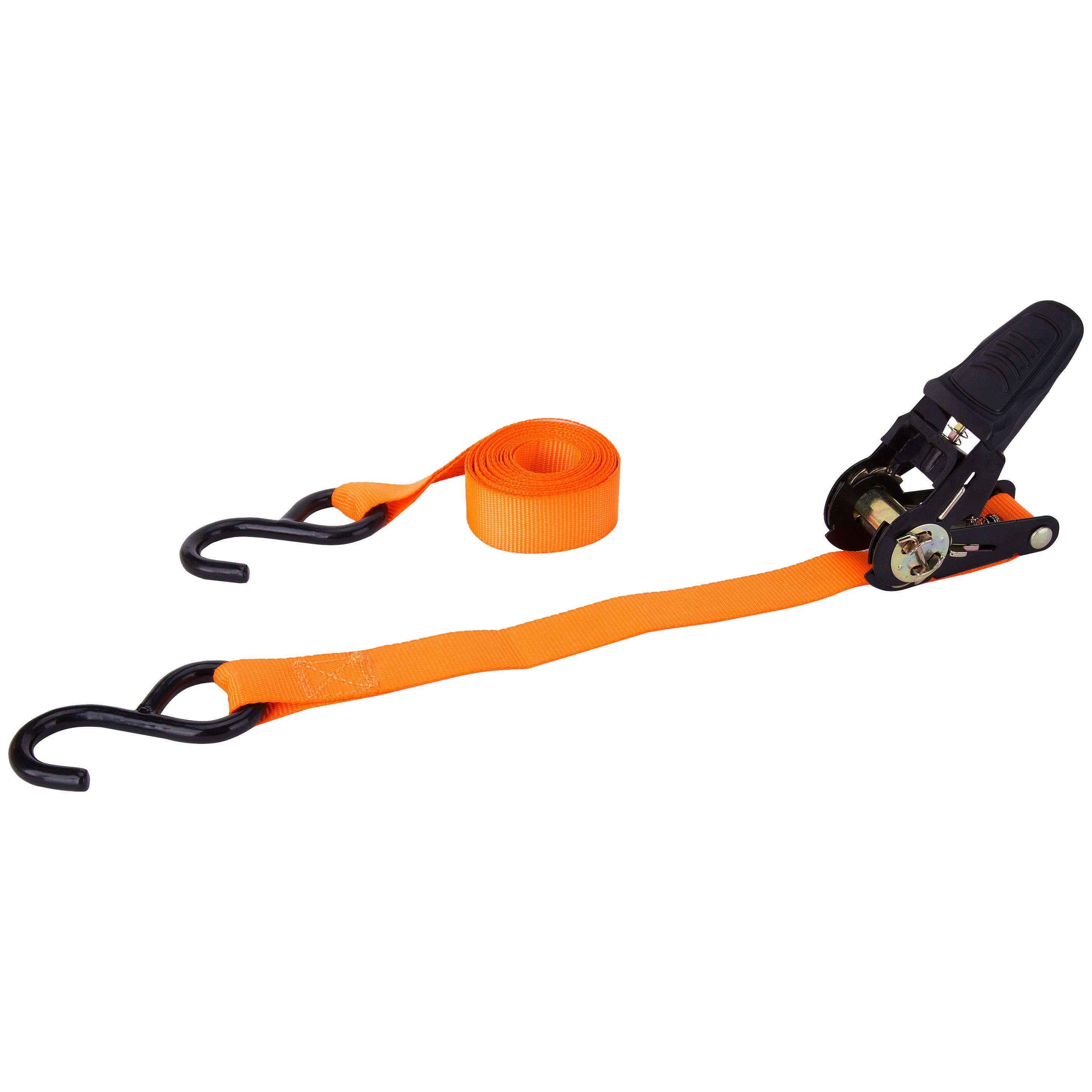ProSource FH64052 Tie-Down, 1 in W, 10 ft L, Metal/Polyester, Orange, 400 lb, S-Hook End Fitting, Steel End Fitting