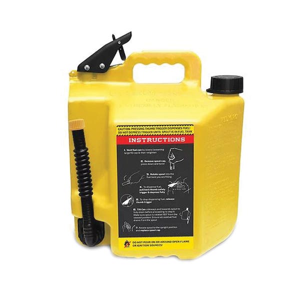 SUREcan Gas Can, 5 gal Capacity, Plastic, Yellow