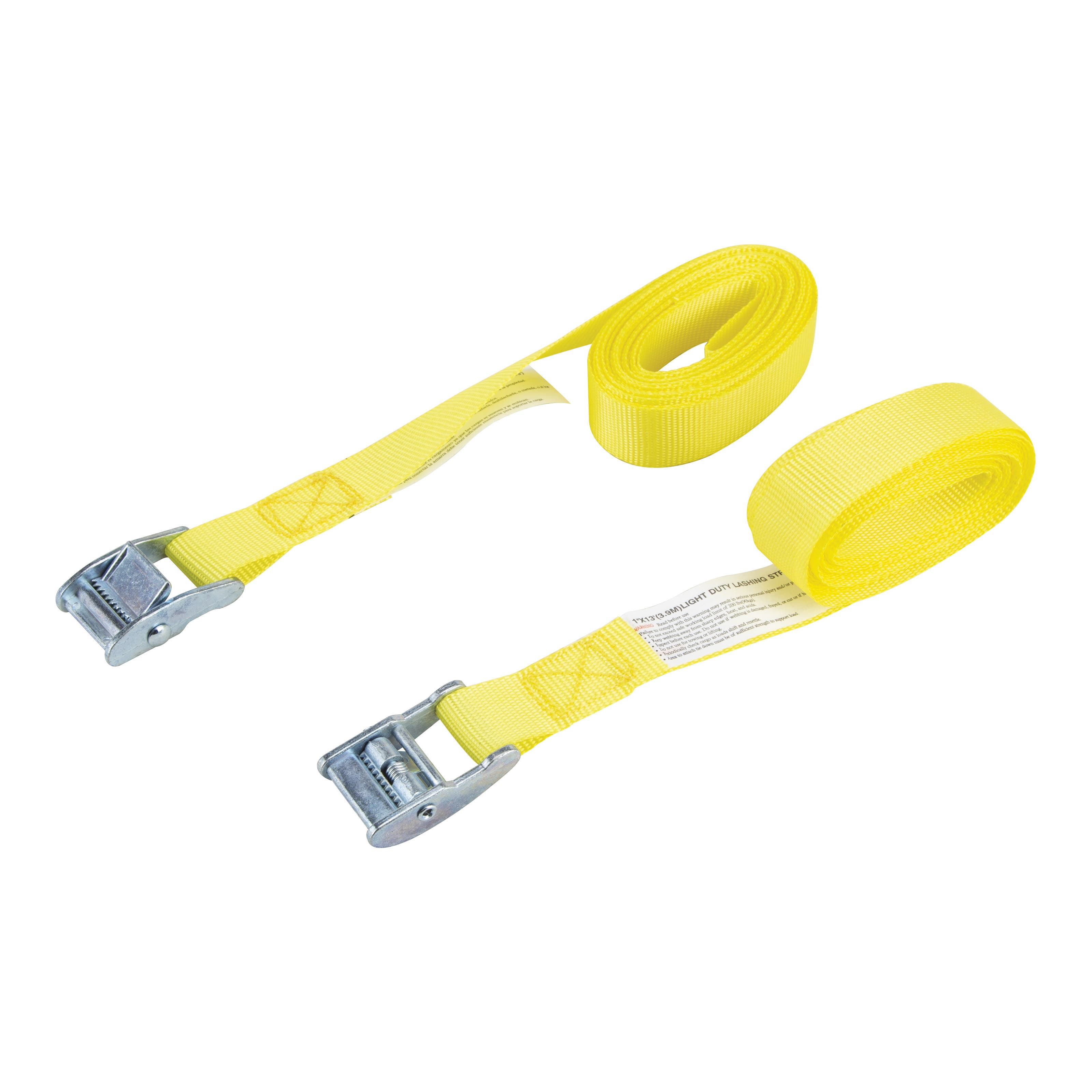 ProSource FH64055-1 Lashing Strap, Light-Duty, Polyester, Yellow, Zinc-Plated