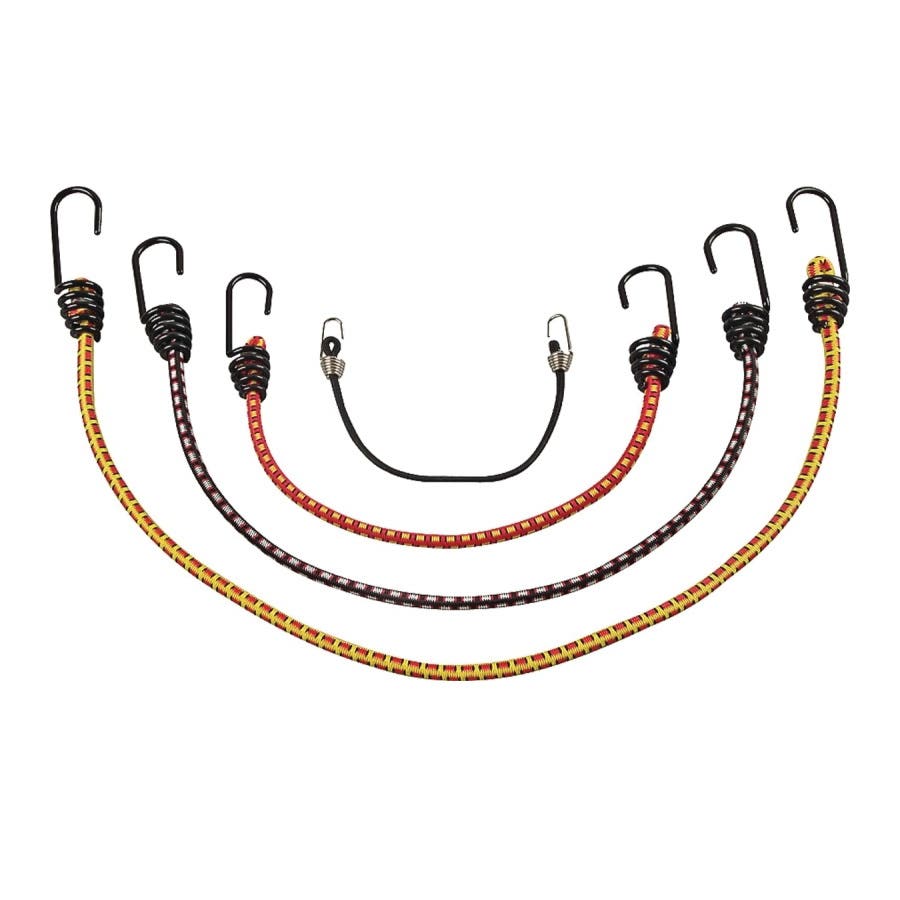 ProSource FH64078 Bungee Stretch Cord Set, Polypropylene, Black/Red/Yellow, Hook End