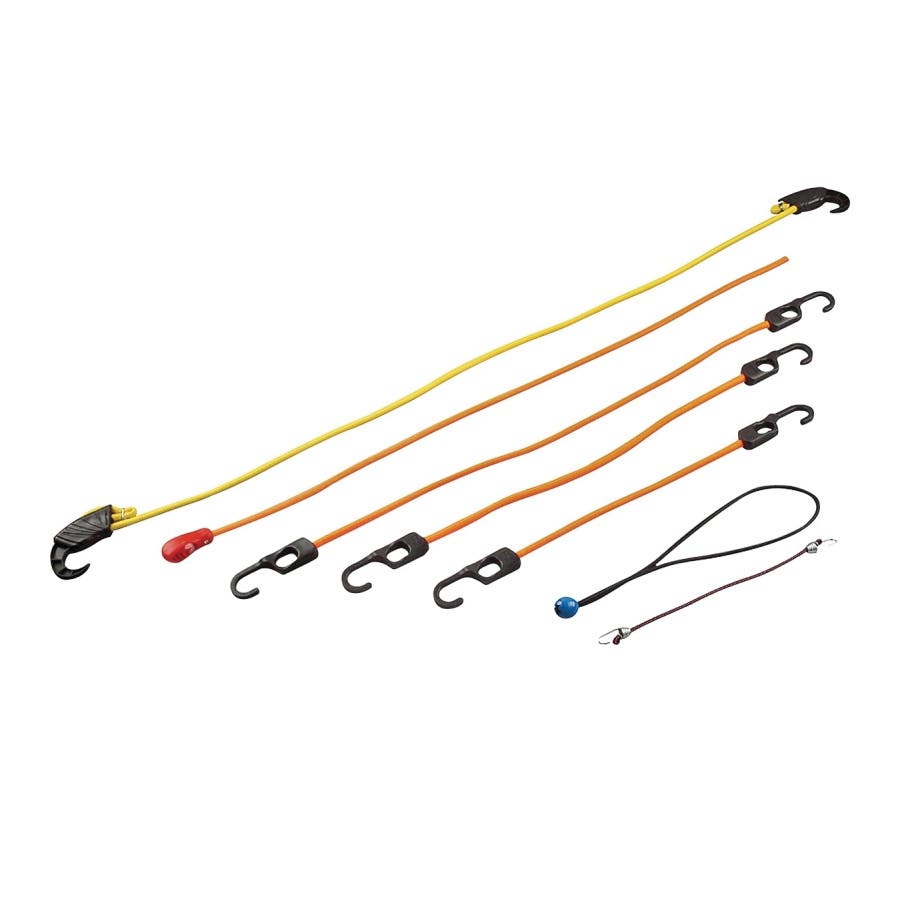 ProSource FH64076 Bungee Stretch Cord Set, Polypropylene, Black/Orange, Hook End