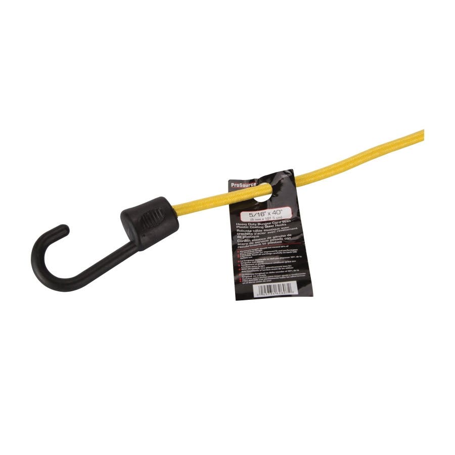 ProSource FH64084 Bungee Stretch Cord, 8 mm Dia, 40 in L, Polypropylene, Yellow, Hook End
