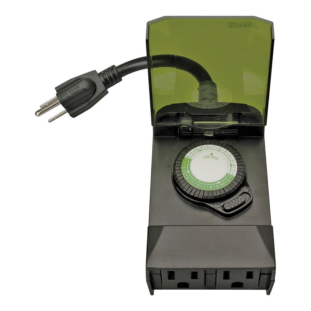 Woods 50011 Programmable Mechanical Timer, 15 A, 125 V, 1875 W, 24 hr Time Setting, 24 On/Off Cycles Per Day Cycle