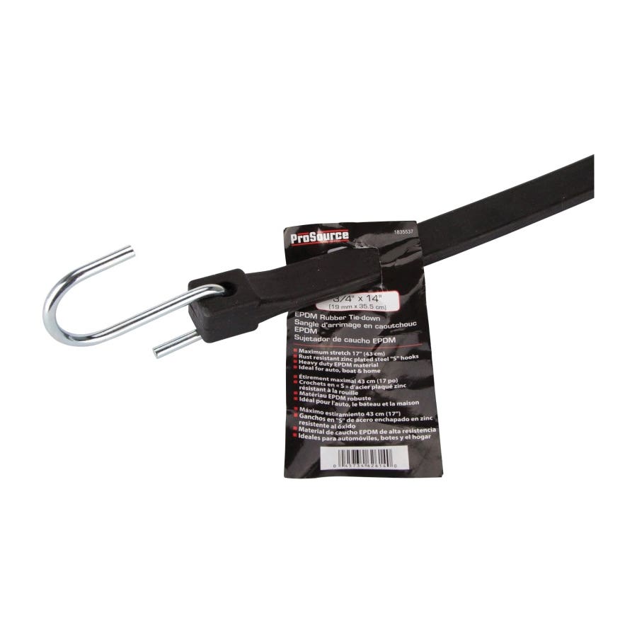 ProSource FH64087 Tie-Down, 3/4 in W, 14 in L, EPDM, S-Hook End Fitting, Steel End Fitting