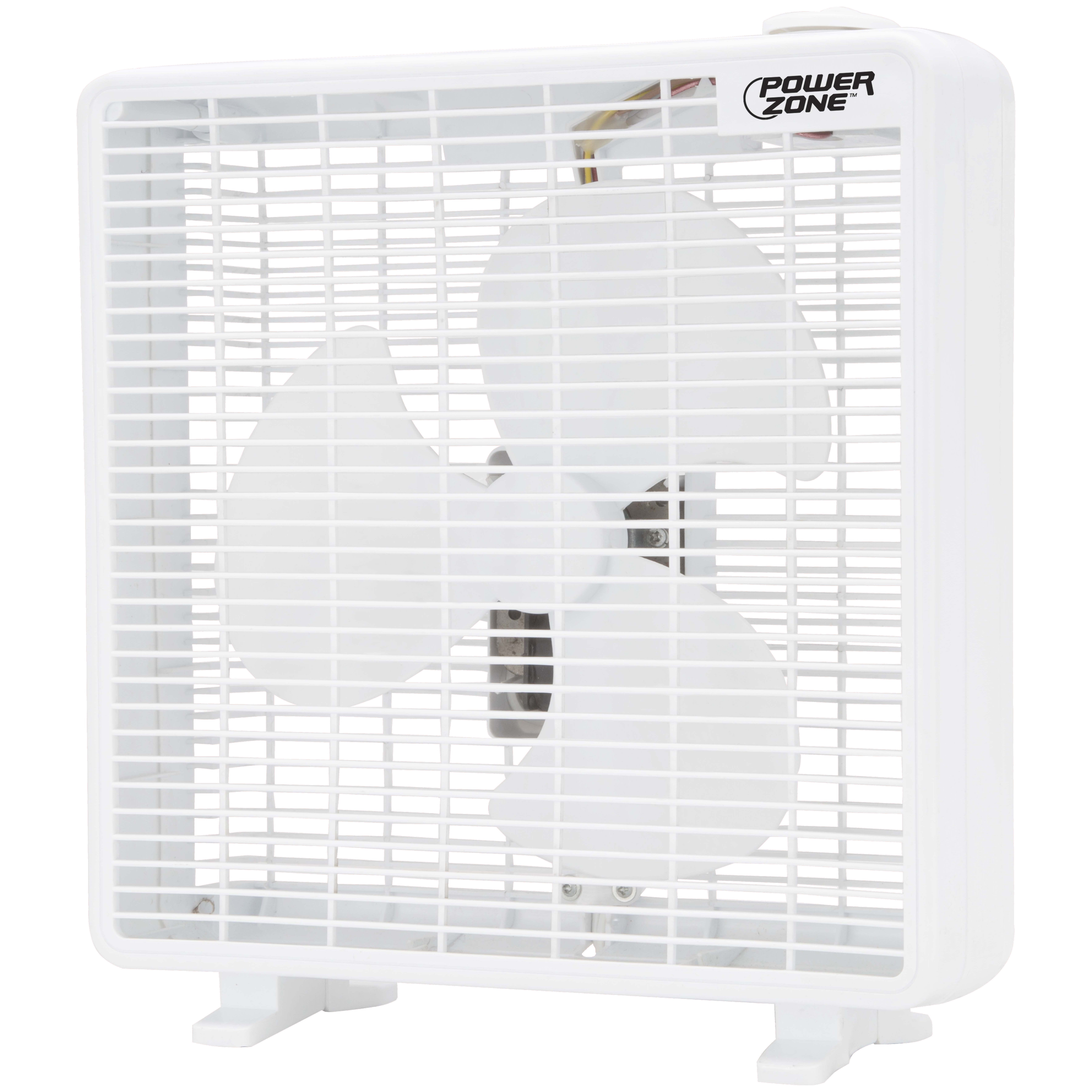 PowerZone F-1022 Box Fan, 120 VAC, 10 in Dia Blade, 3-Blade, 3-Speed, White