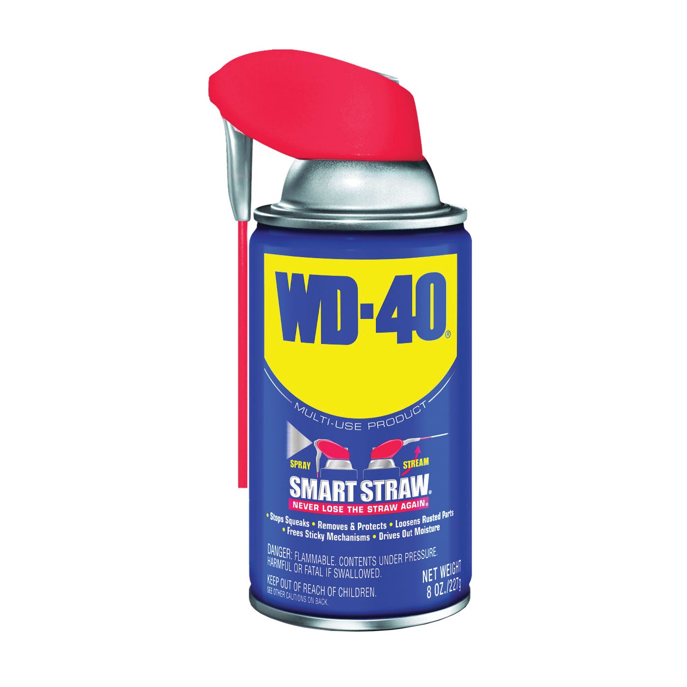 WD-40 SMART STRAW 490026 Lubricant, Multi-Purpose, Petroleum Base, Light Amber, 8 oz Aerosol Can, Liquid