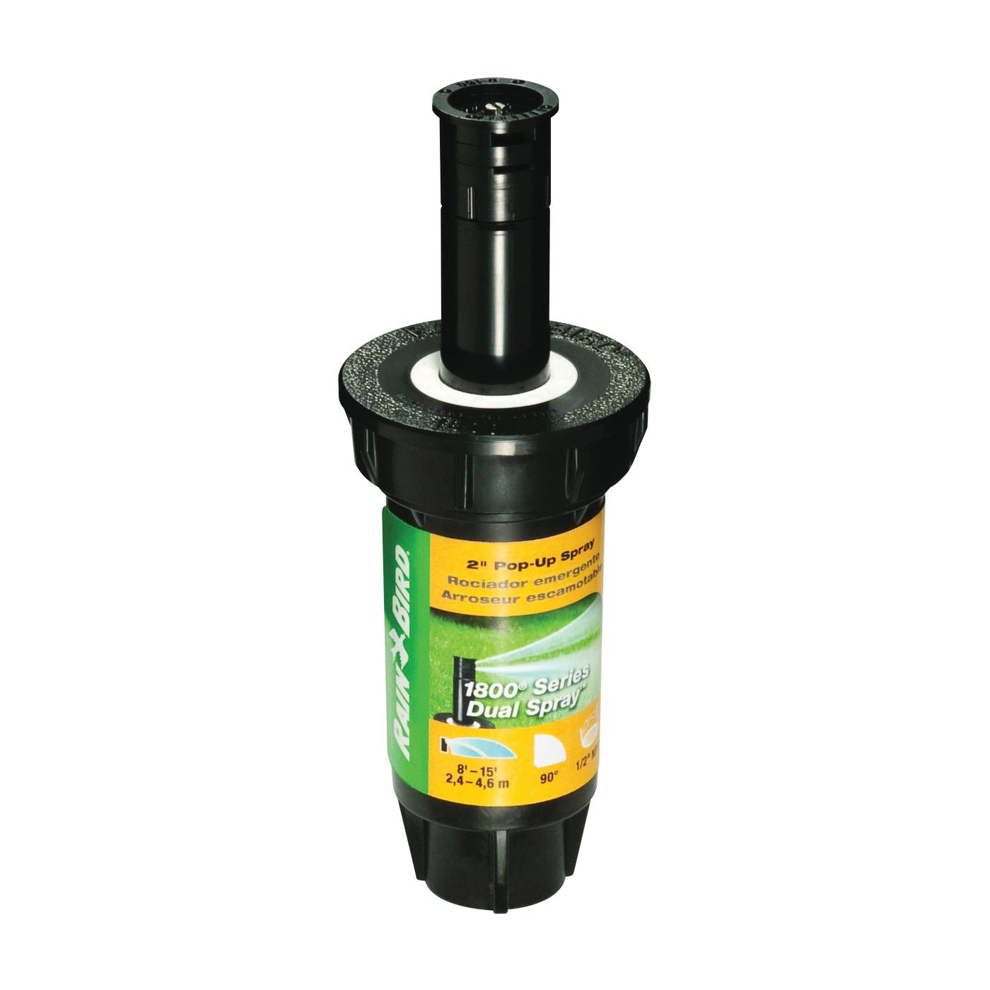 Rain Bird Spray Head Sprinkler, Part-Circle, 1/2 in Connection, FNPT, 0.1 gpm, 8 to 15 ft, Plastic