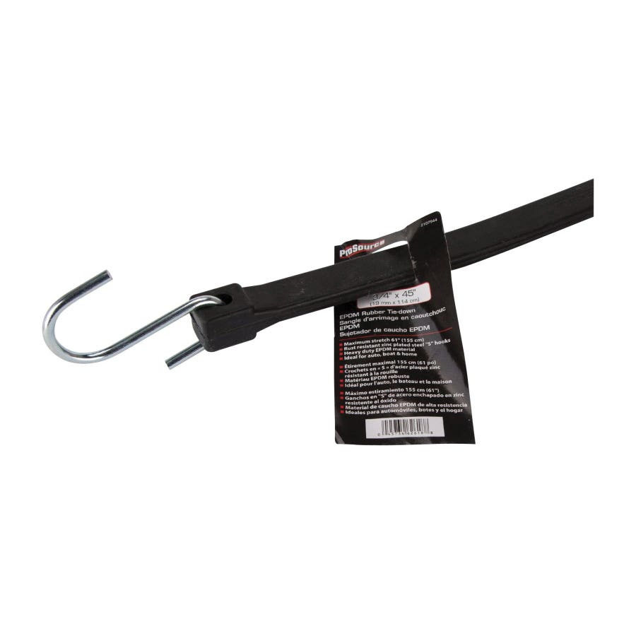 ProSource FH64090 Tie-Down, 3/4 in W, 45 in L, EPDM, S-Hook End Fitting, Steel End Fitting
