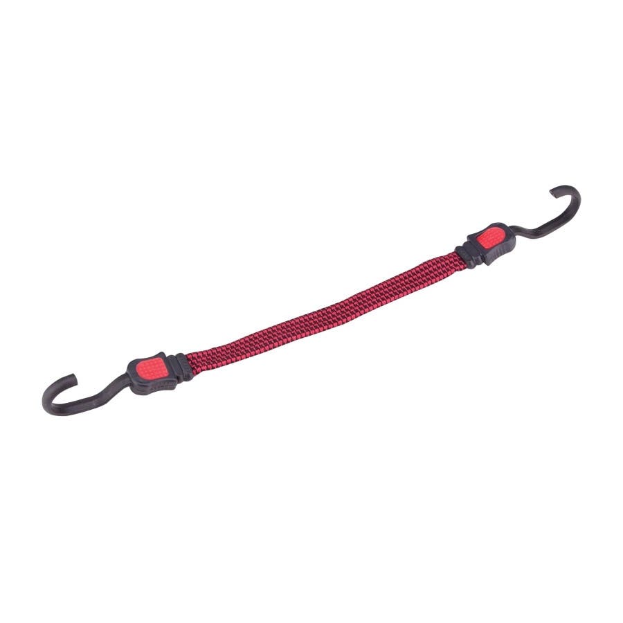 ProSource FH92106-1 Bungee Stretch Cord, 17 mm Dia, 15 in L, Polypropylene, Red, Hook End