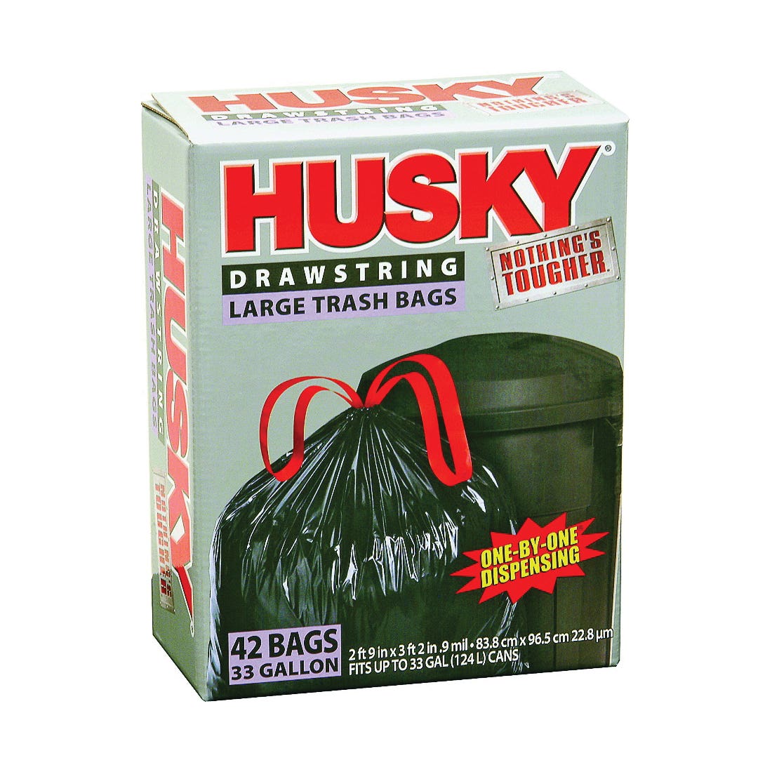 Husky HK33DS042B Trash Bag, 33 gal, Poly, Black