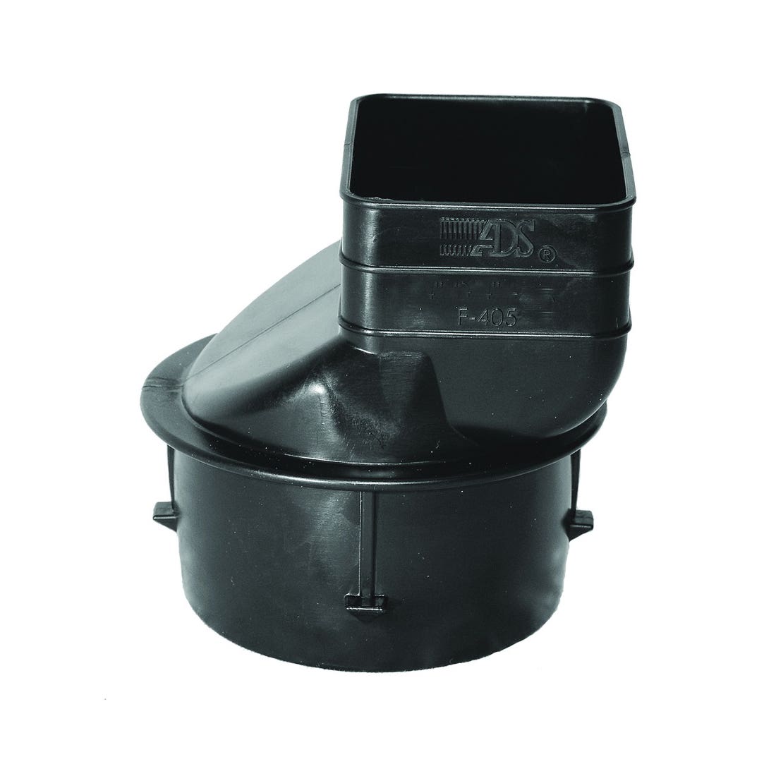 ADS 0364AA Single Wall Downspout Adapter, 3 x 2-1/4 x 2-1/2 in Connection, Pipe End, Polyethylene, Black