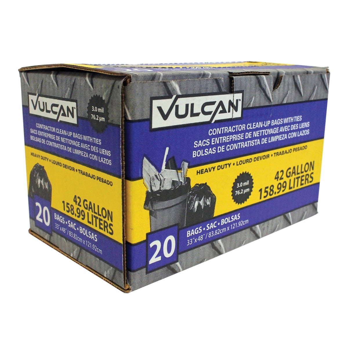 Vulcan FG-03812-07 Contractor Bag, 42 gal, Black