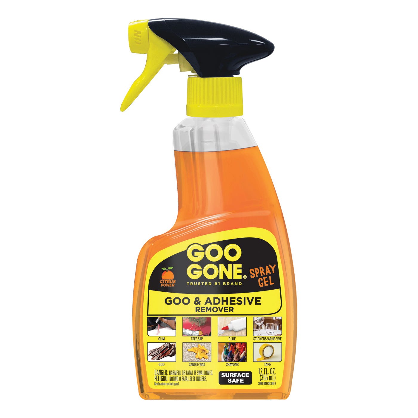 Goo Gone Goo and Adhesive Remover, 12 oz Spray Bottle, Gel, Citrus, Orange