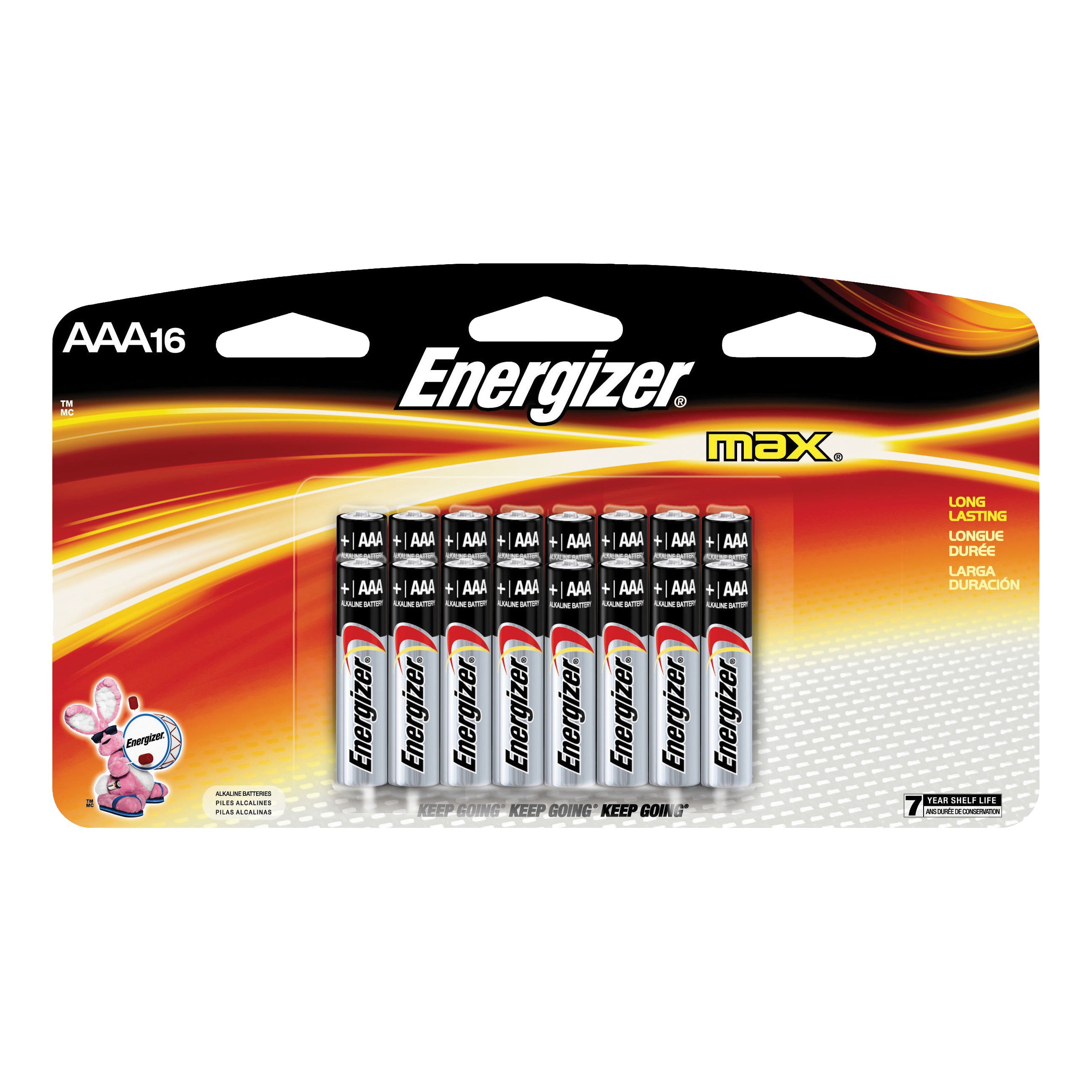 Energizer E92LP-16 Battery, 1.5 V Battery, 1250 mAh, AAA Battery, Alkaline, Manganese Dioxide, Zinc, Rechargeable: No