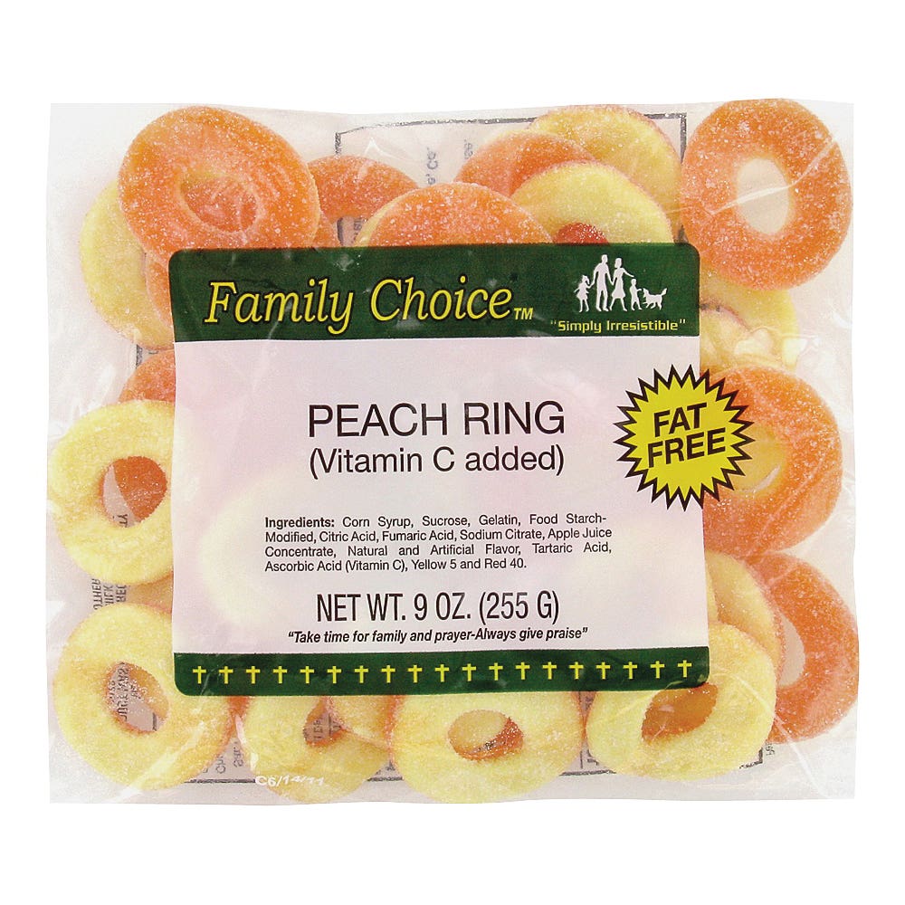 Family Choice Peach Candy 8 oz