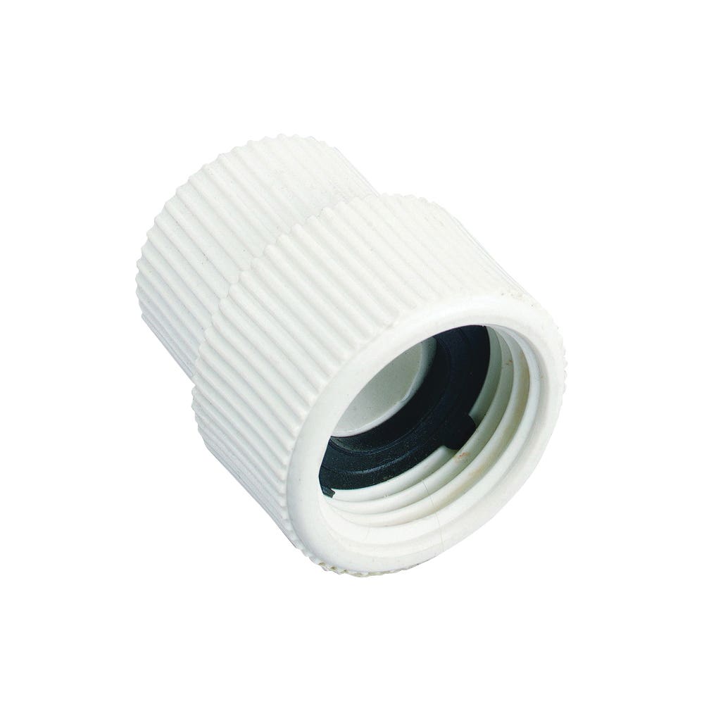 Orbit Hose to Pipe Adapter, 1/2 x 3/4 in, FNPT x FHT, PVC, White