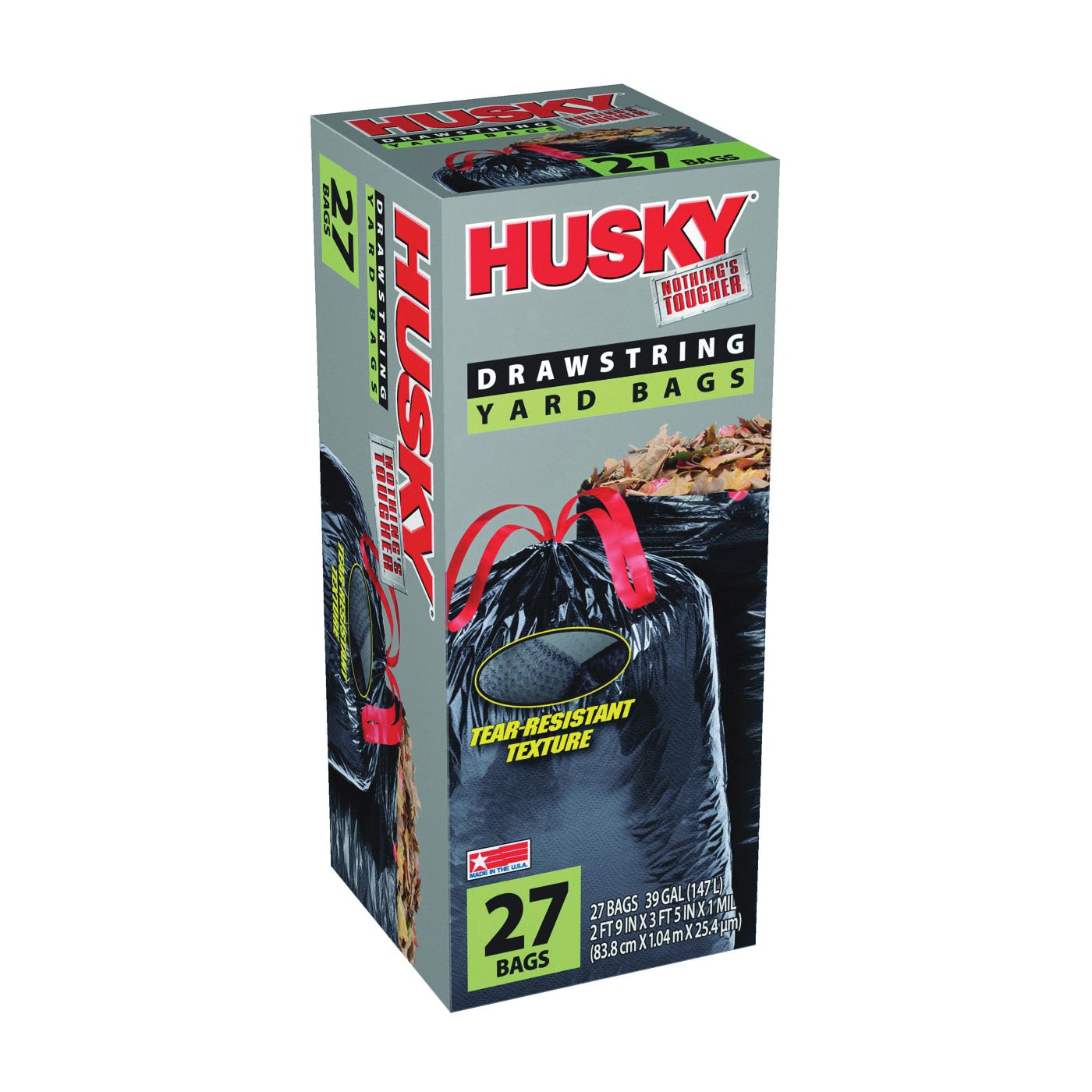 Husky HK39DSE27B Contractor Yard Bag, 39 gal, Black
