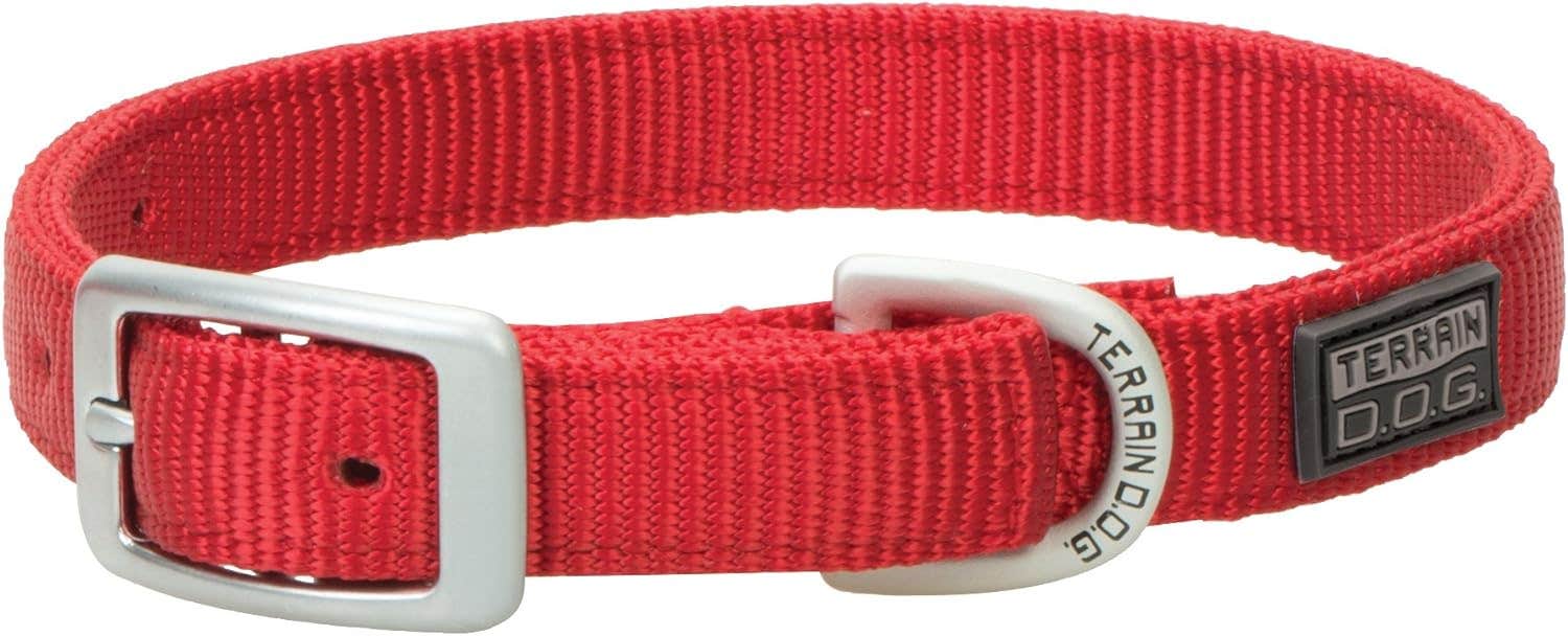 Terrain D.O.G. Nylon Double-Ply Dog Collar, Red, 3/4" x 17"