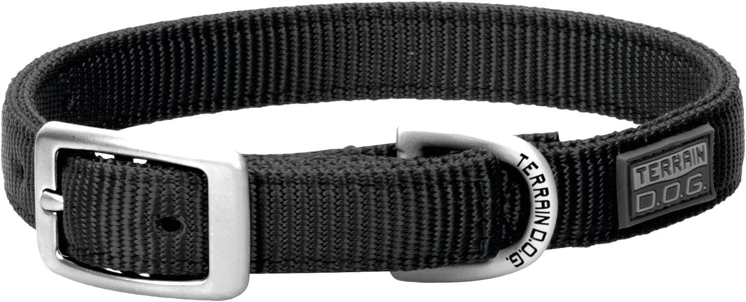 Terrain D.O.G. Nylon Double-Ply Dog Collar, Black, 3/4" x 15"