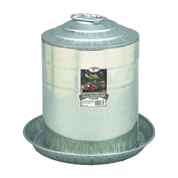 Little Giant Poultry Fount, 5 gal Capacity, Galvanized Steel, Floor, Ground Mounting