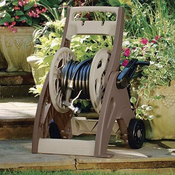 Suncast Hose Reel Cart, 5/8 in Hose, 175 ft of 5/8 in Hose, Crank Handle, Vinyl
