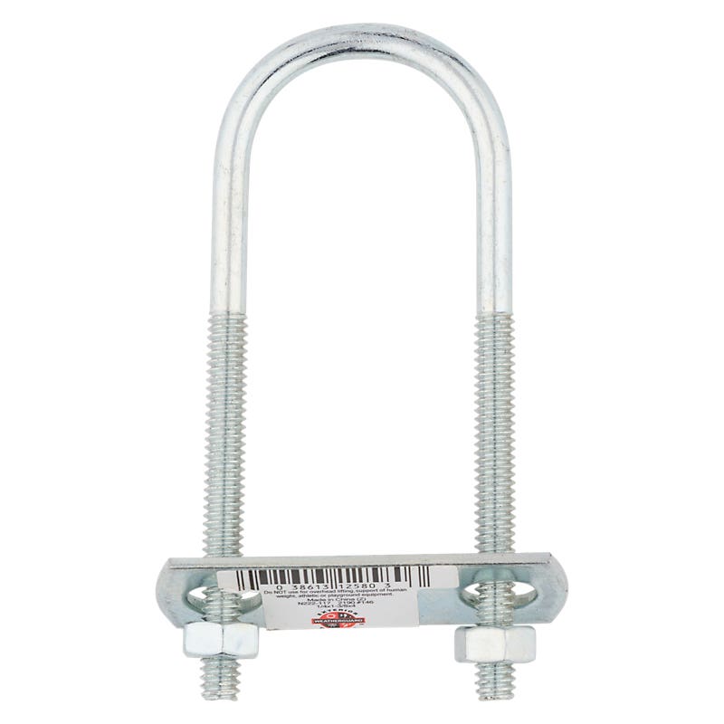 National Hardware N222-117 U-Bolt, 1/4-20 Thread, 2-3/8 in L Thread, Steel, Zinc