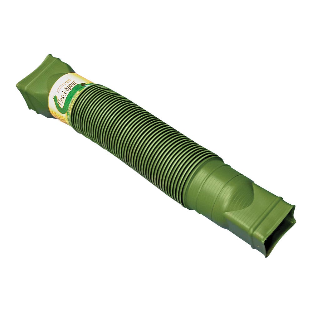 Amerimax Flex-A-Spout Series Downspout Extension, 22 to 55 in L Extended, Vinyl, Green