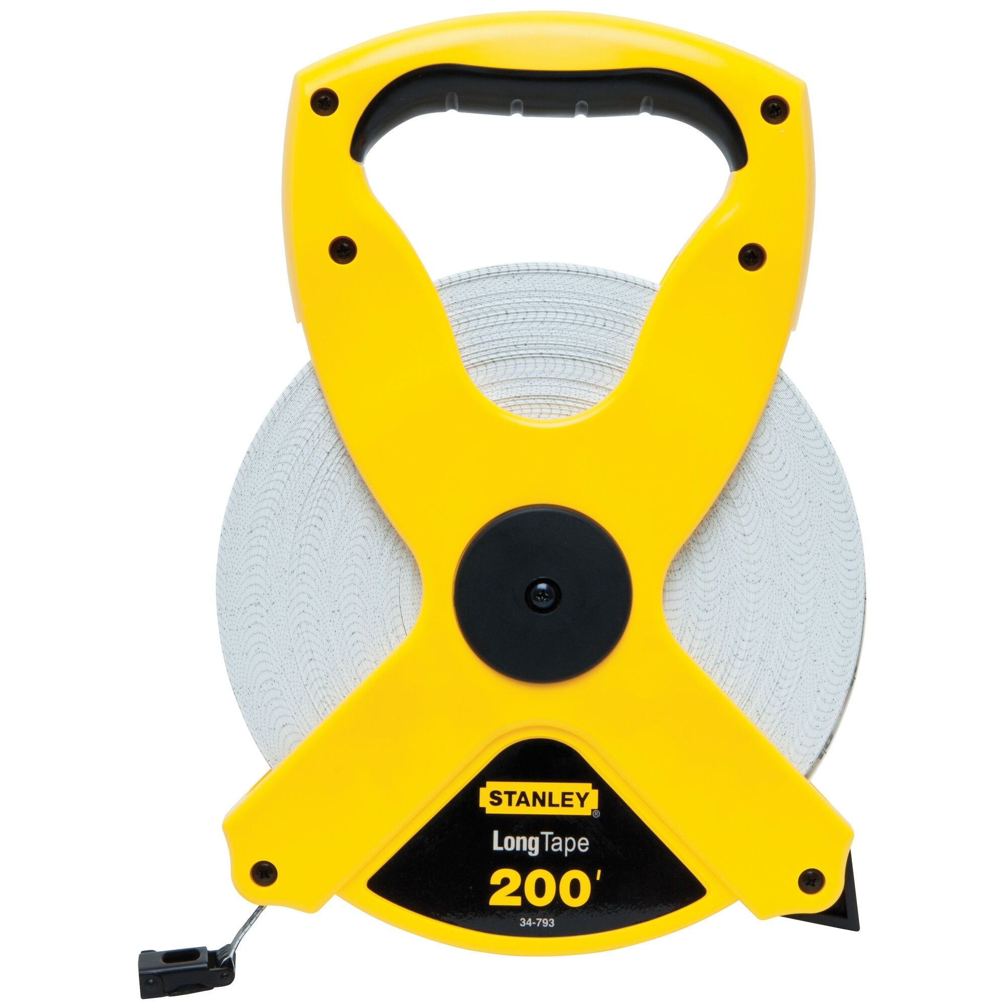 STANLEY 34-793 Tape Measure, 200 ft L Blade, 1/2 in W Blade, Fiberglass Blade, ABS Case, Black/Yellow Case